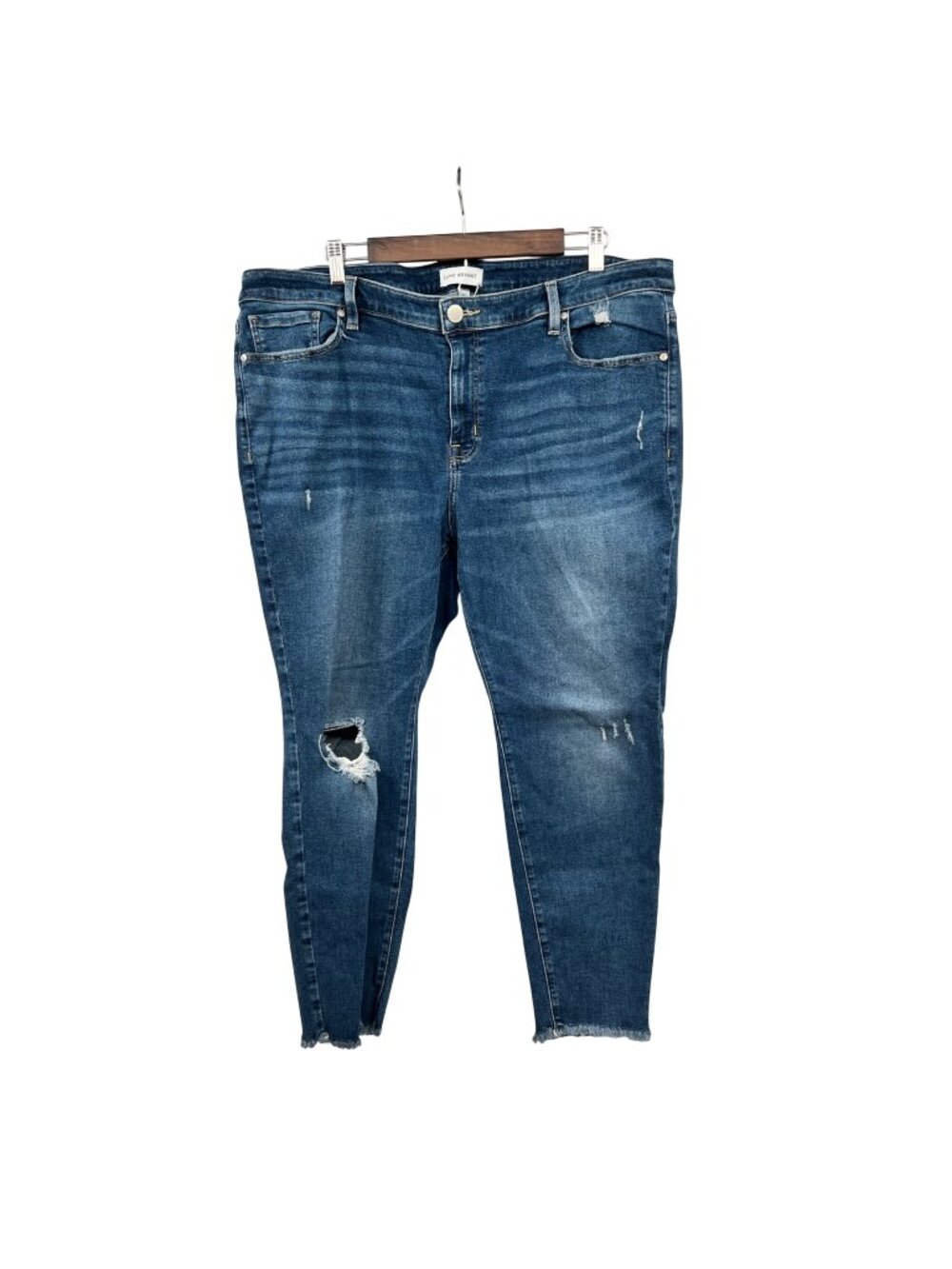 Lane Bryant High Rise Skinny Jeans Signature Fit Frayed Cuff Size 22P Distressed
